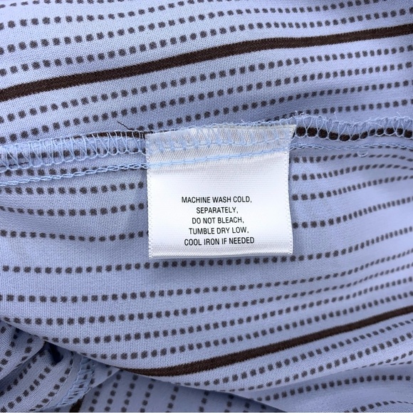 Large Covington Pastel Blue Black Striped Button Up Shirt Womens - Picture 12 of 12